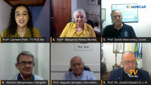 Participação dos professores Carmem Petit (COM), Margarida Neves (Núcleo de Memória), Danilo Marcondes (FIL), Augusto Sampaio (COM), Pe. Josafá Carlos de Siqueira S.J. (BIO) e do fotógrafo Antônio Albuquerque (VRC, Núcleo).
