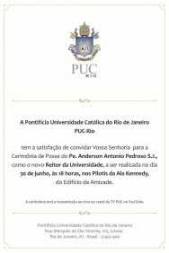 Convite para a posse do novo Reitor Pe. Anderson S.J..